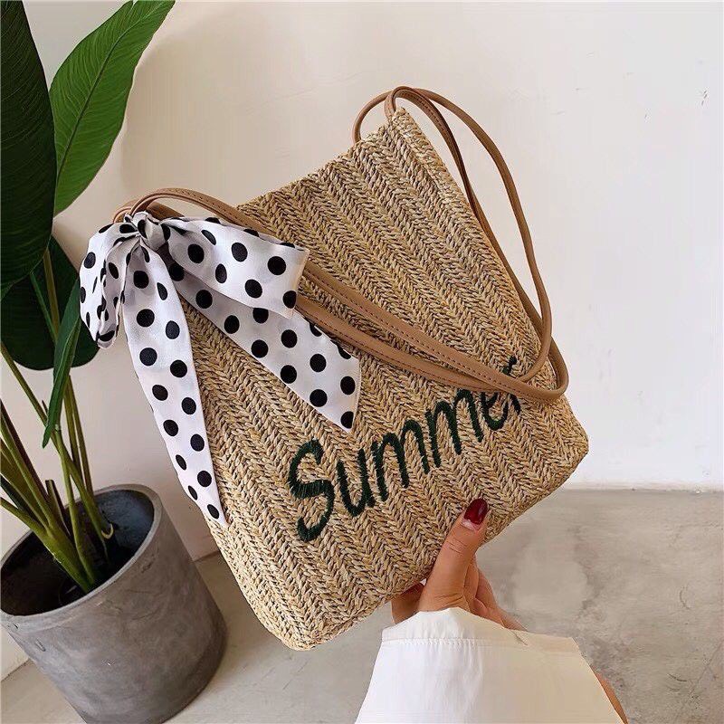TÚI RƠM KÈM DÂY CỘT XINH XẮN - ĐI CHƠI PHONG CÁCH HÀN QUỐC VINTAGE DỄ PHỐI ĐỒ CHO MÙA HÈ