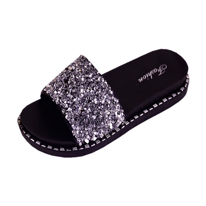 Dép Sandal Đính Kim Cương Lấp Lánh Thời Trang Dành Cho Nữ