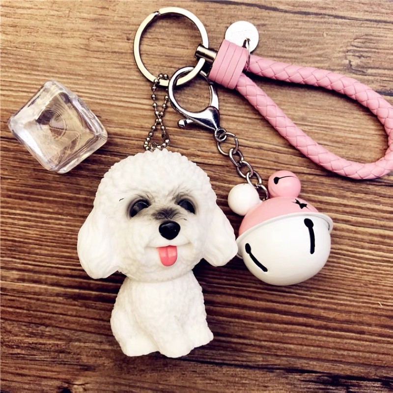 Móc khoá chó Poodle trắng