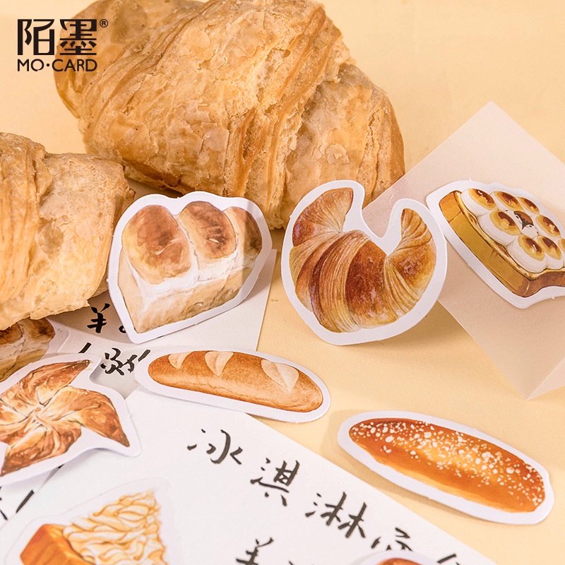 Hộp 46 chiếc sticker BÁNH NGỌT MÀU VÀNG dễ thương vintage dùng trang trí sổ bullet journal, decor thư thiệp