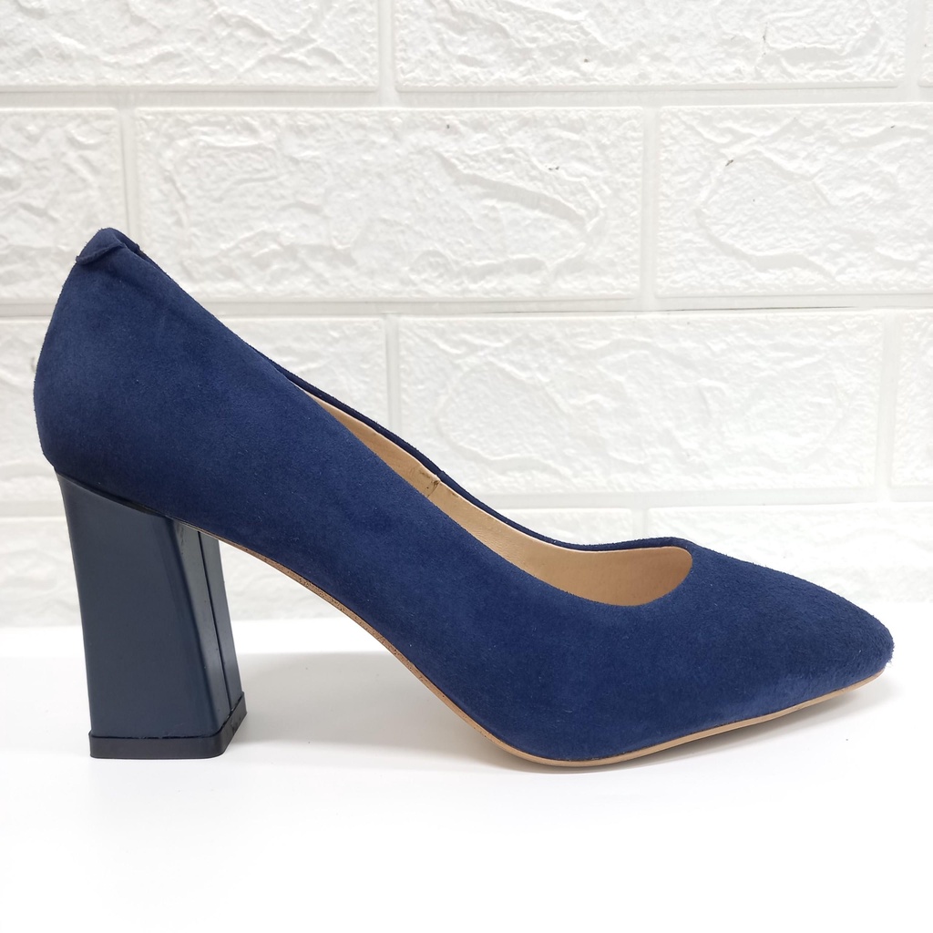 Giày CK da lộn gót vuông, mũi vuông 7cm