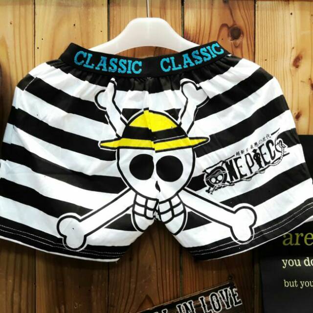 Quần lót boxer màu đen trắng in hình One piece cho nam