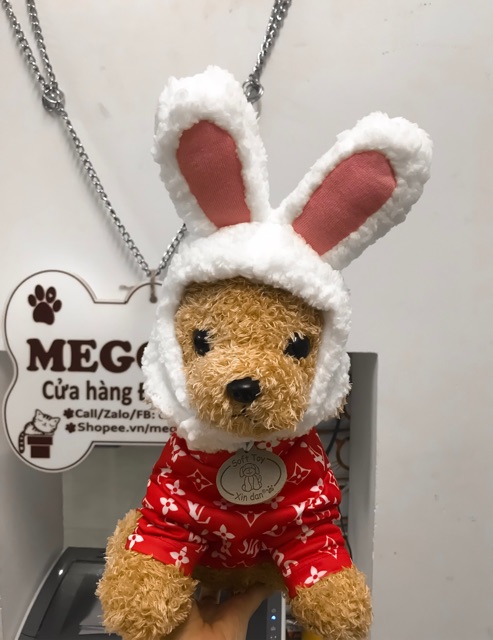 TAI THỎ TRẮNG BUNNY - PHỤ KIỆN NÓN CHO CHÓ MÈO