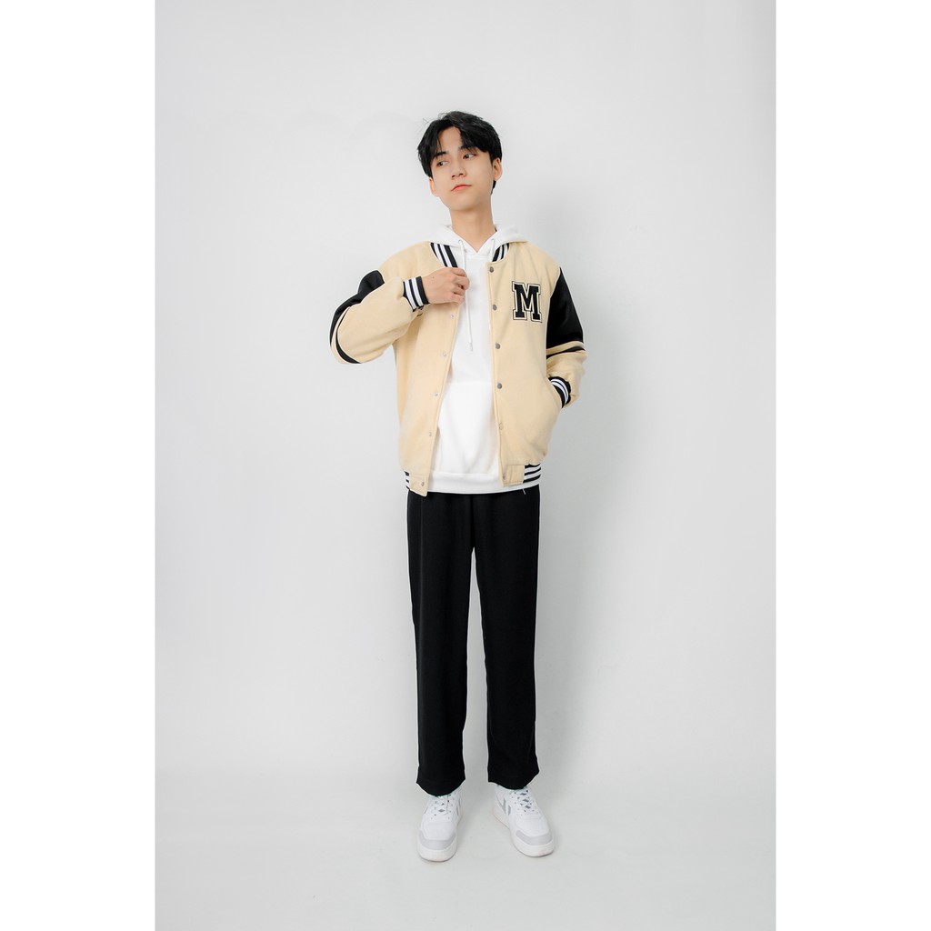 Áo Khoác Bomber Varsity Nỉ Trần Bông Cao Cấp Nam MANDO Phong Cách Thể Thao Hàn Quốc Trẻ Trung Thời Trang  NDN080