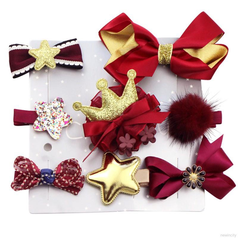 Set 10 kẹp tóc nơ dễ thương cho bé gái