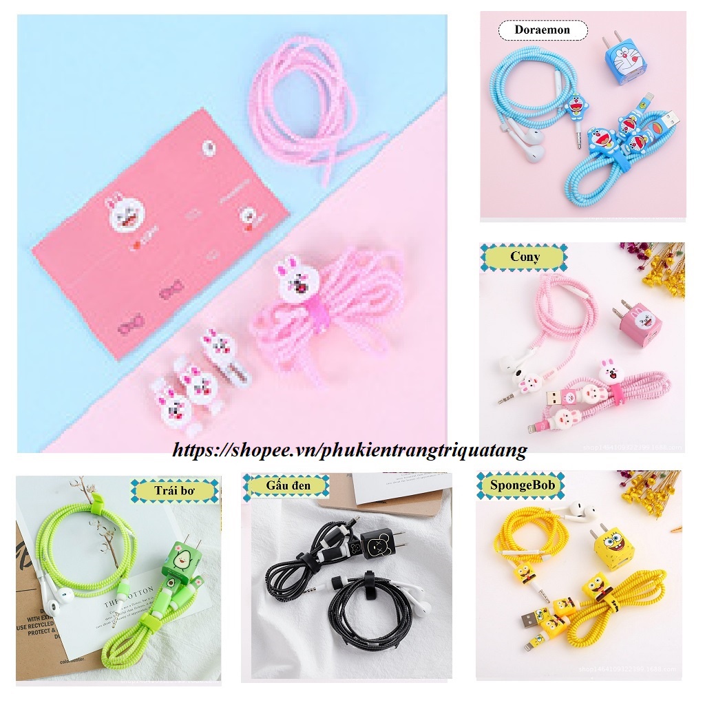 Dây quấn sạc | Dây quấn tai nghe cho IPhone nhiều skin siêu cute để chọn