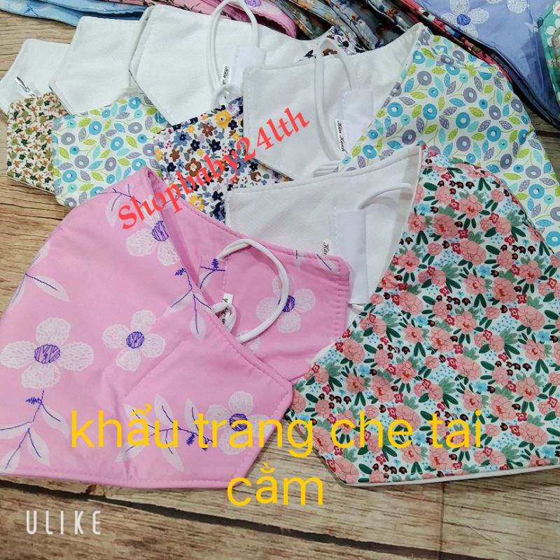 Khẩu trang vải  che tai cằm cho nữ vải đẹp, hình shop tự chụp, cho phái nữ tự tin khi ra ngoài nắng