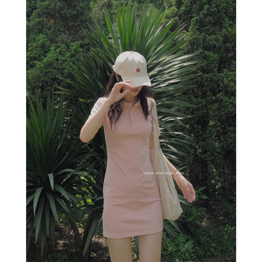 Đầm Nữ Polo Trơn 5 Màu 🦋 Váy Ngắn Nữ BODY Dáng Ôm Tay Lỡ