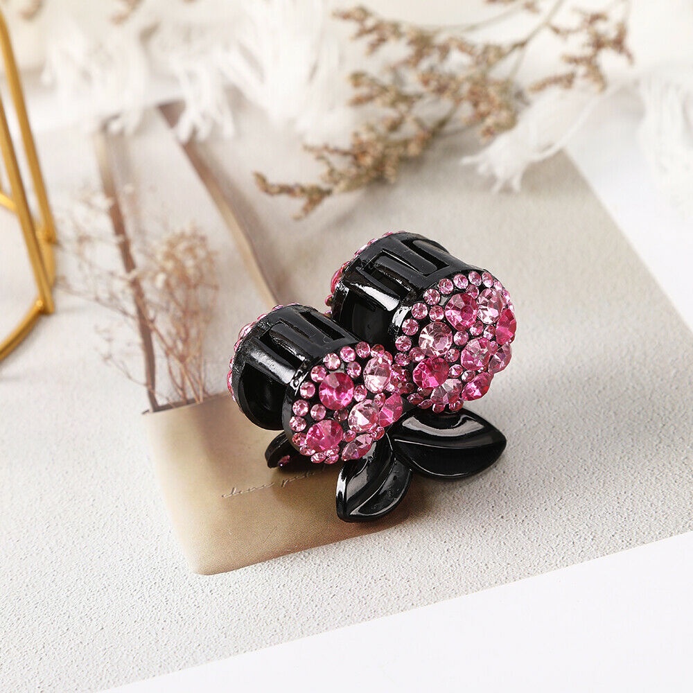 Kẹp tóc đính đá hình quả cherry 4.5cm thời trang cho nữ
