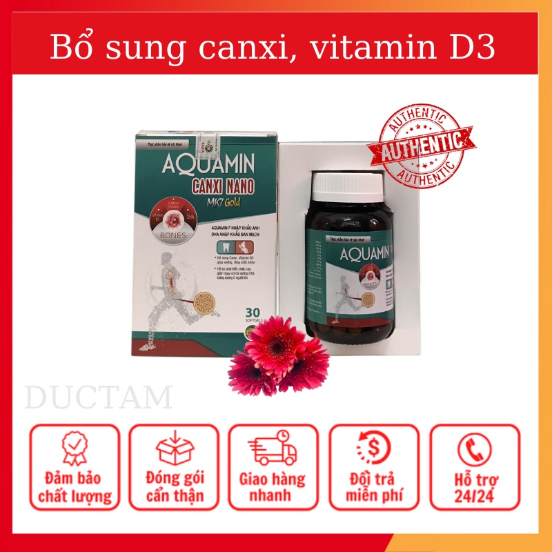 Viên Uống AQUAMIN Canxi Nano MK7 Gold Bổ Sung Canxi, Vitamin D3