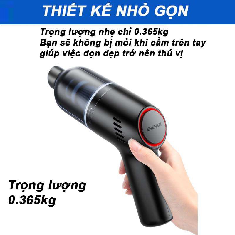 Máy hút bụi cầm tay mini, máy hút bụi giường, ô tô không dây- Lực Hút Cực Mạnh 8000pa 120w Sạc Usb