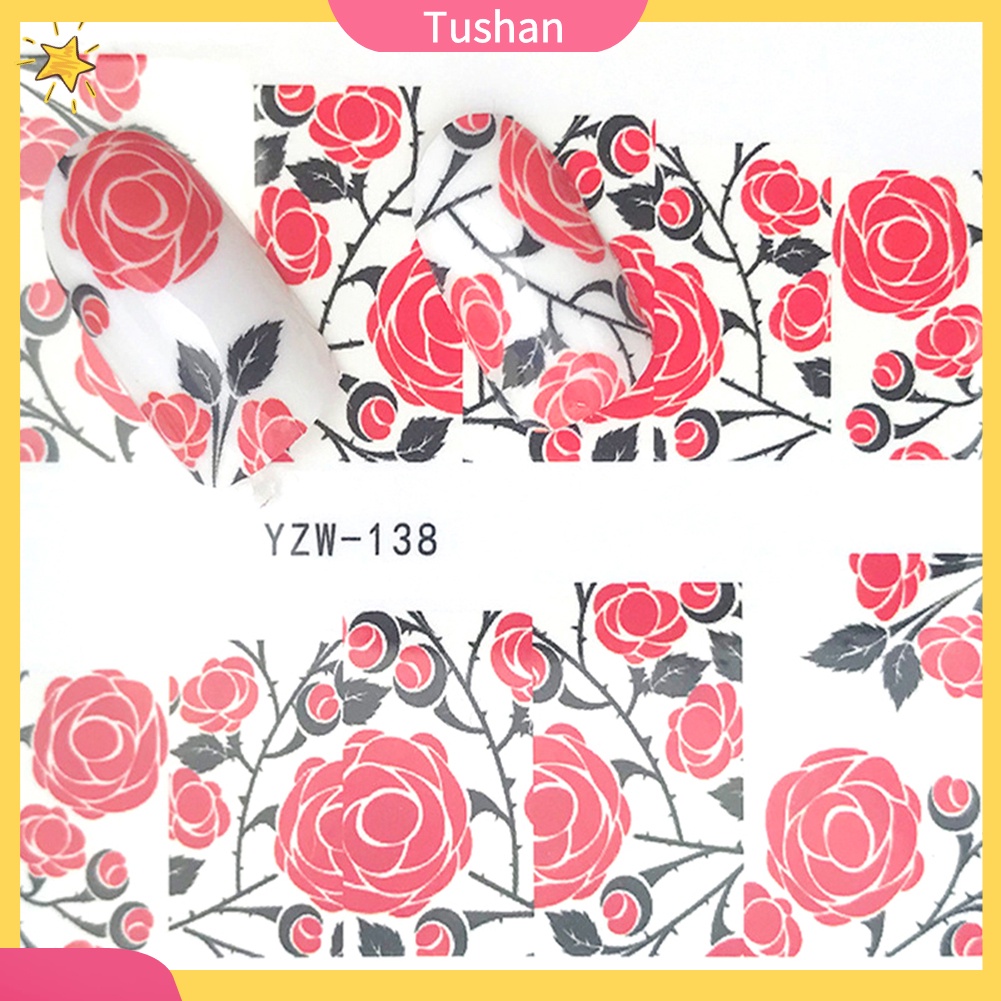 Miếng dán móng tự dính in hình hoa DIY