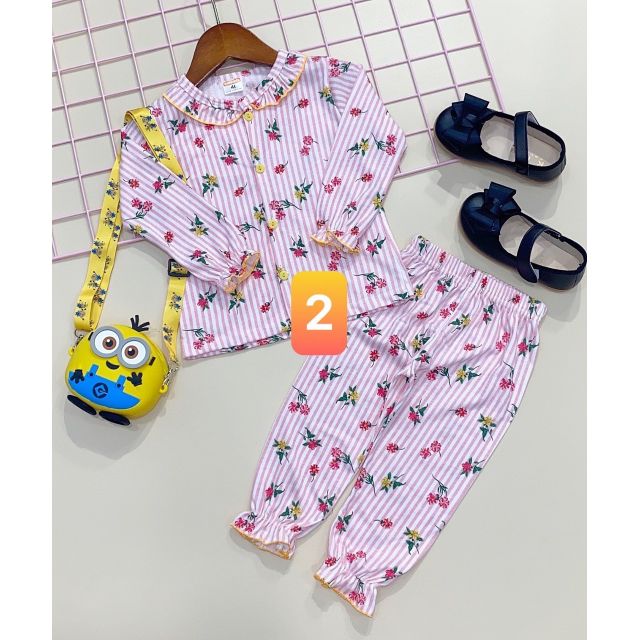 [FREE SHIP 50K] Bộ Dài Tay Bé Gái Cotton Xuất Dư