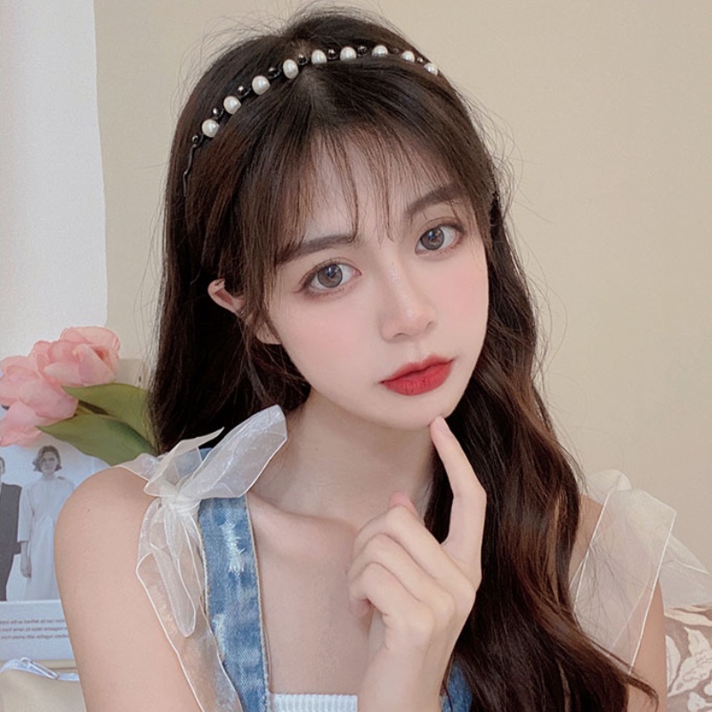 Băng đô cài tóc đính ngọc trai đơn giản phong cách Hàn Quốc mới