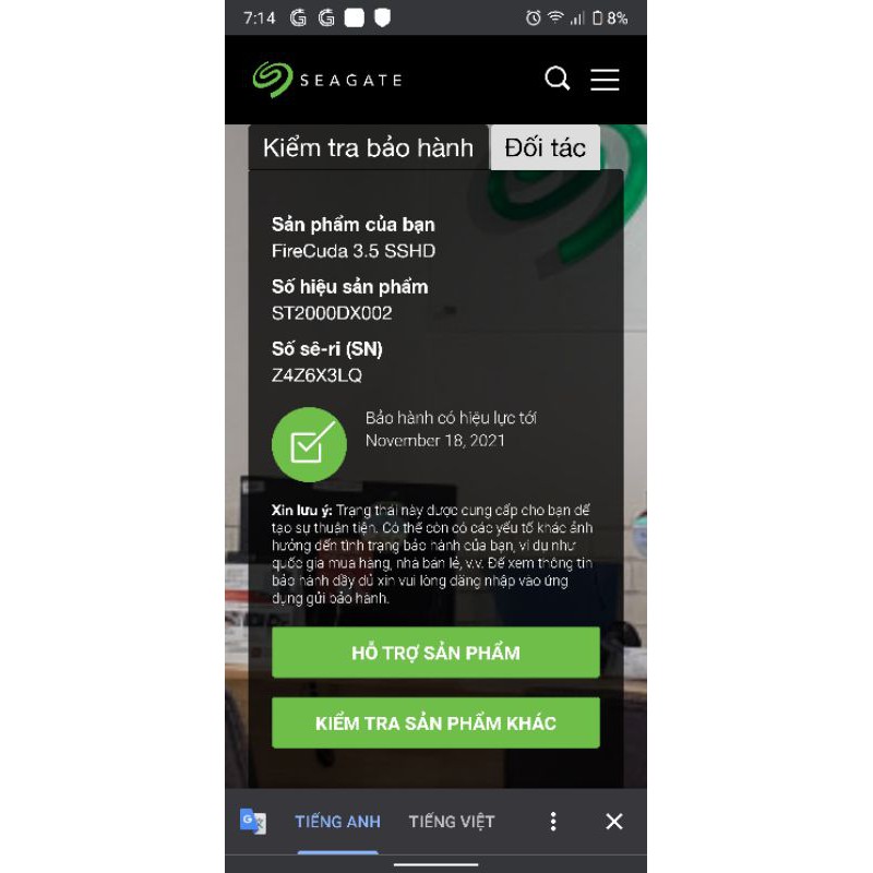 Ổ cứng HDD firecuda qua sử dụng sức khoẻ tốt -còn bảo hành hãng đến 18/11/21/size 3,5'/2tb/sata III/cache 64mb/7200vòng | BigBuy360 - bigbuy360.vn