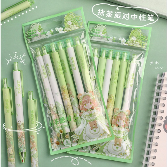 Set 6 BÚT NƯỚC Dạng Bấm Siêu Xịn Màu Mực Đen H217