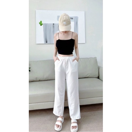 Quần ống rộng vải xốp thoải mái PC