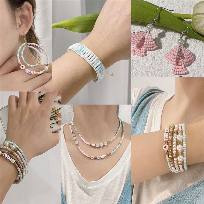 Hạt xỏ tròn Beadia màu trơn dùng cho làm đồ trang sức mới dễ thương