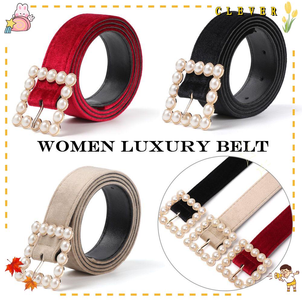 Thắt Lưng Vải Nhung Đính Hạt Ngọc Trai Nhiều Màu Sắc Phong Cách Thanh Lịch Thời Trang