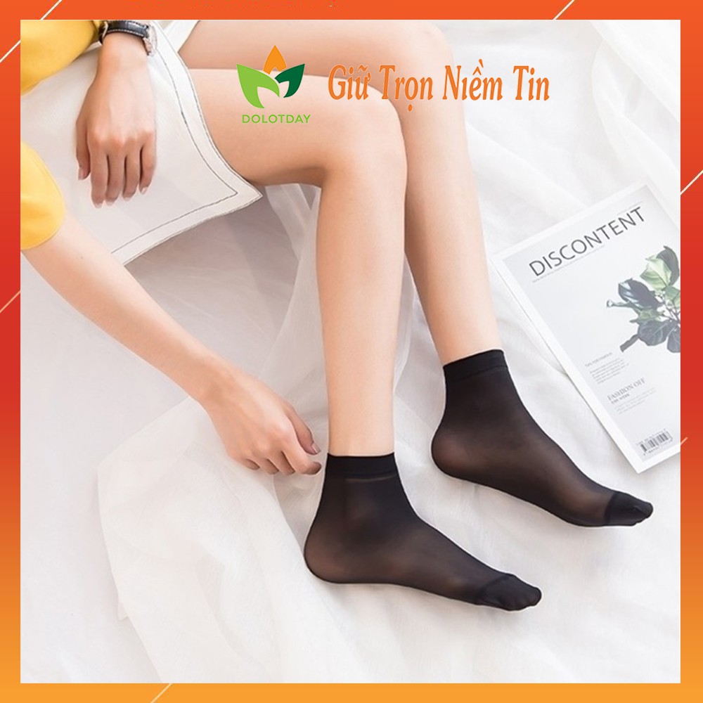 Lố 10 đôi Tất nữ mỏng giấy cổ ngắn Hàn Quốc TATNU06
