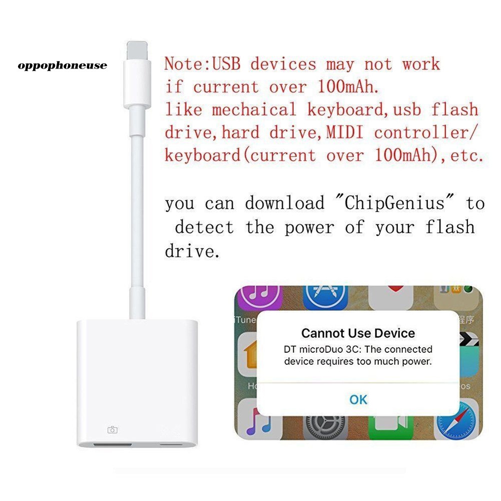 Đầu Đọc Thẻ Nhớ Otg Cho Iphone X / 8 / 7 / 7 Plus / 6 / 6s