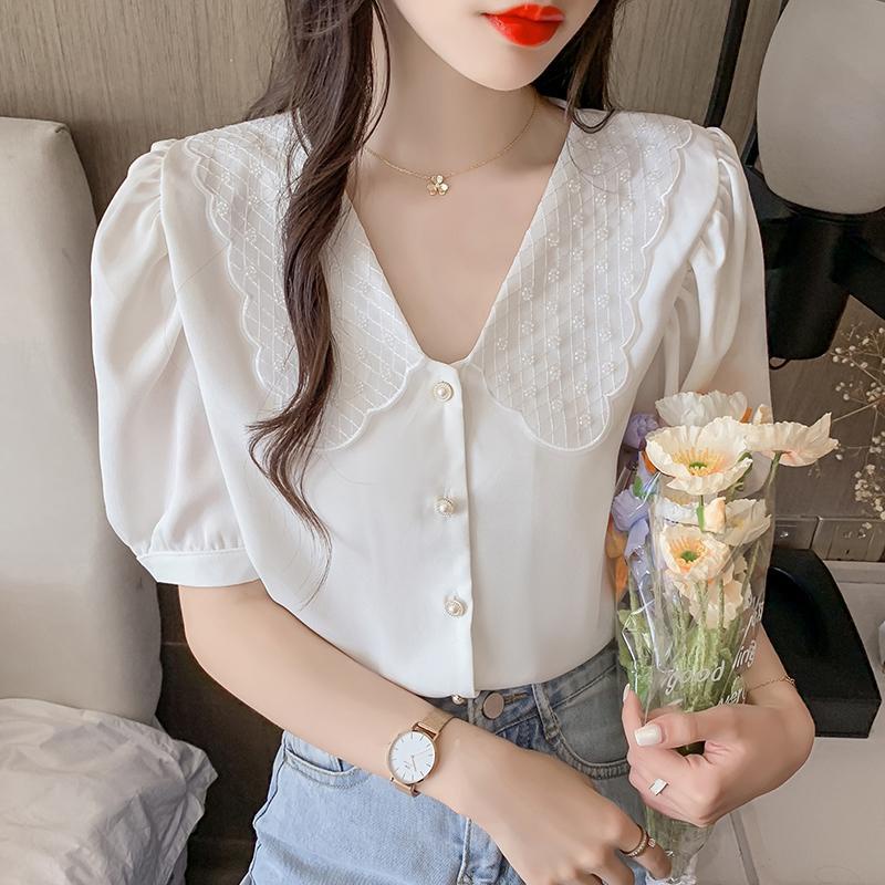 Áo Kiểu Tay Phồng Cổ Búp Bê 2023 Thời Trang Mùa Hè Cho Nữ