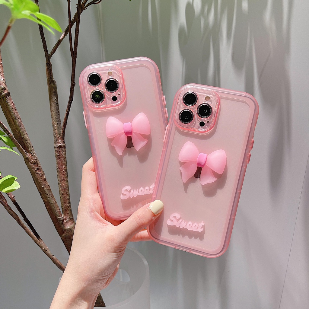 Ốp Điện Thoại Mềm Trong Suốt Bảo Vệ Toàn Diện Chống Rơi Đính Nơ Cho iphone 13 12 11 Pro Max XR X XS XSMAX