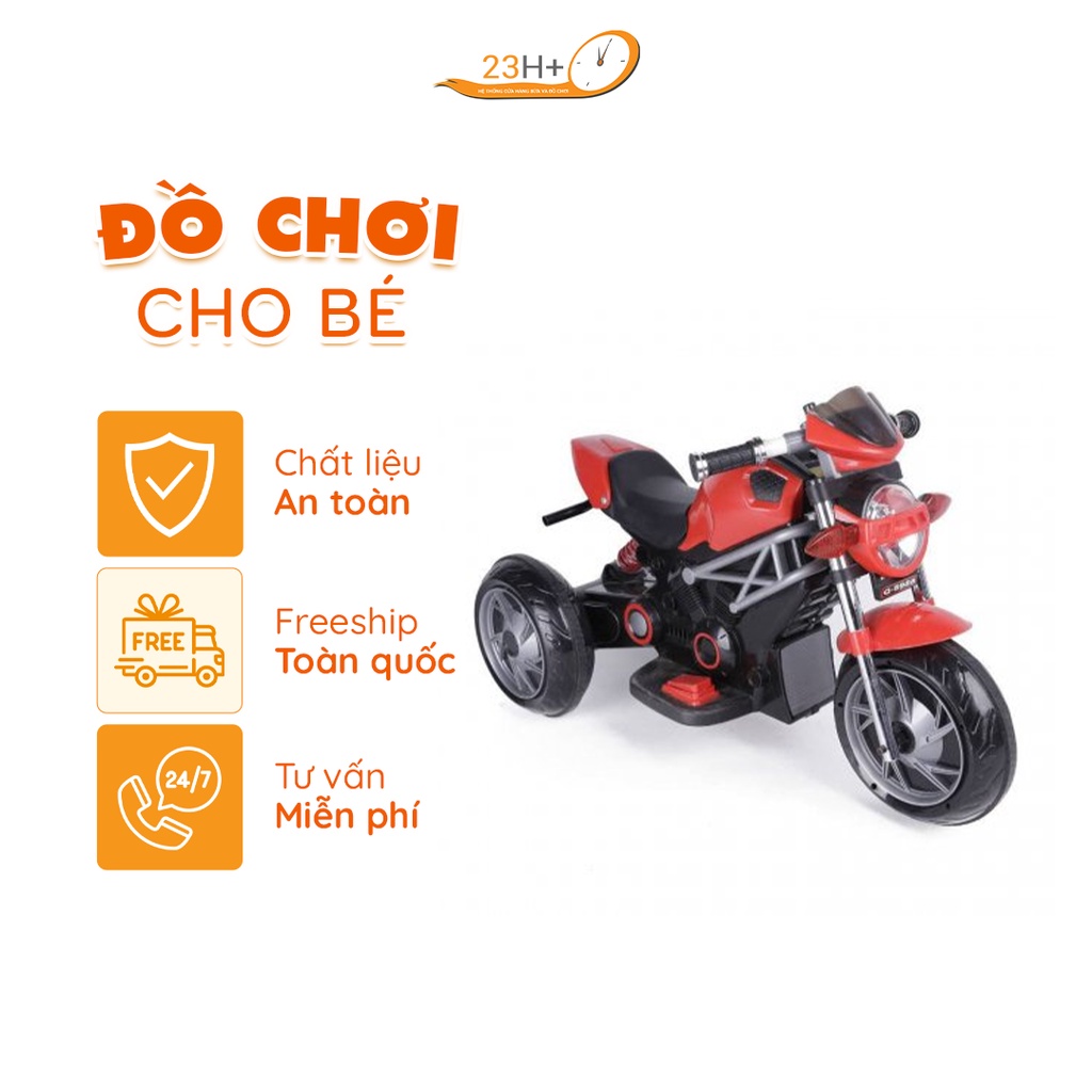 Xe Máy Điện Trẻ Em Có Còi, Nhạc, Đèn Màu Đen (2-4 Tuổi)