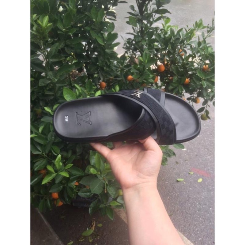 Dép chéo Lv quai da dù nam