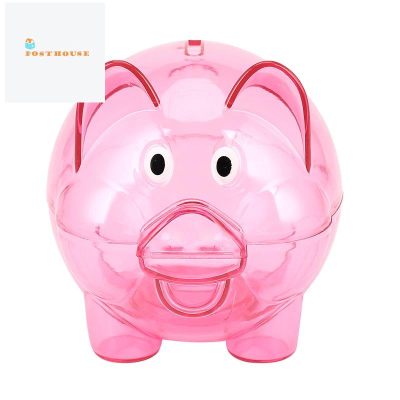 Cute Plastic Pig Clear Piggy Bank Coin Box Money Cash Saving Case Kids Toy Gift