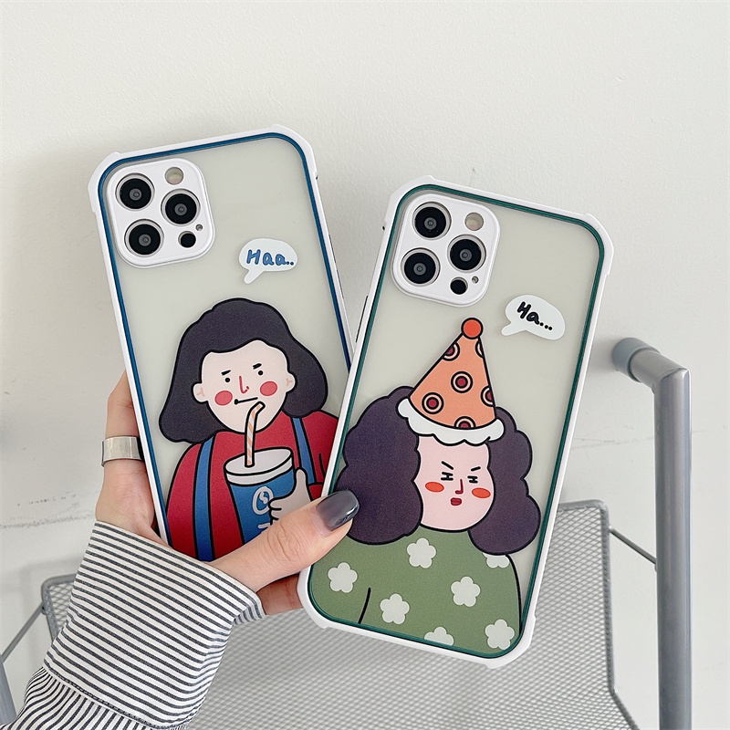 Ốp điện thoại chống sốc chống thấm nước họa tiết cô gái đội mũ dễ thương cho IPhone Case 7 8 Plus 11 12 Pro Max Xr X Xs Max