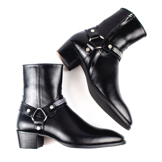 (Cao cấp) Harness Boots da bò, đế gỗ tăng chiều cao