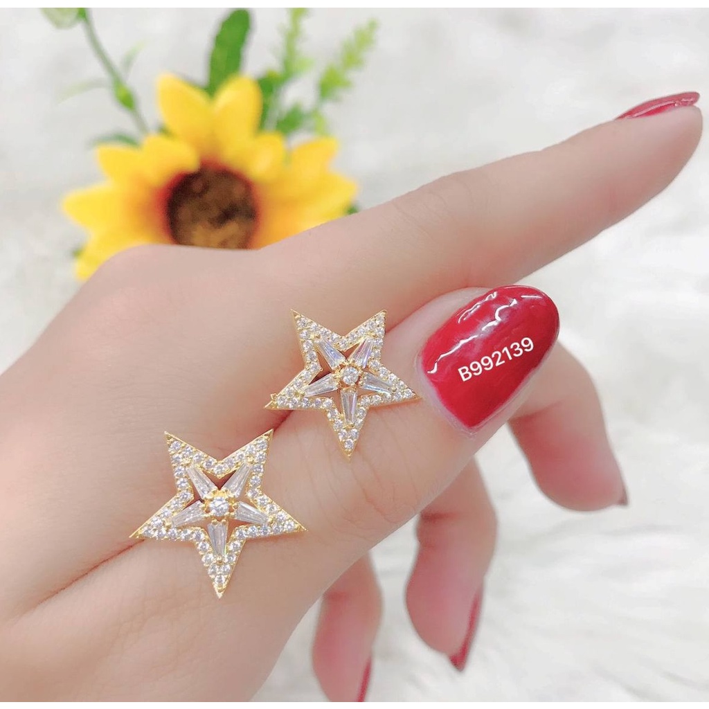 Đôi bông tai nữ mạ vàng hình ngôi sao 05 cánh mẫu 029R.110522 - Mang đi chơi, đi tiệc rất đẹp