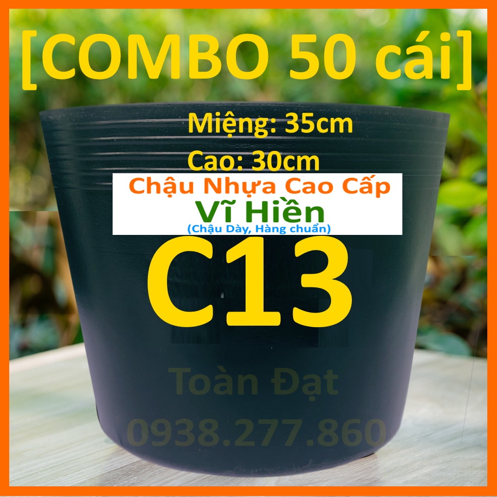 [Combo 50 cái] Chậu nhựa C13 (35x30cm), Chậu nhựa đen dẻo trồng cây giá sỉ