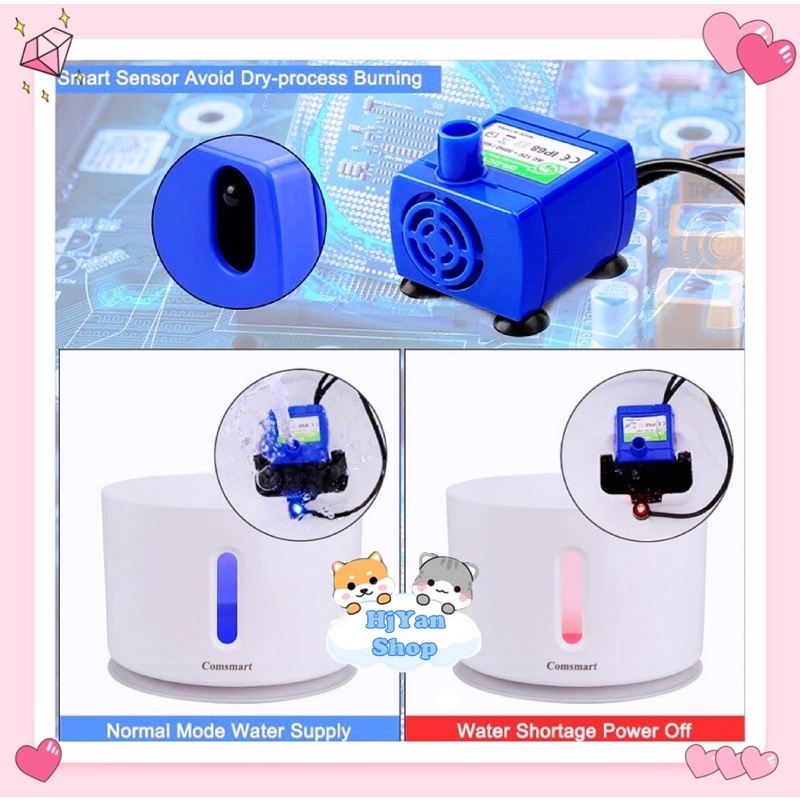 Máy bơm có đèn led cho máy uống nước chó mèo tự động đài phun nước cho thú cưng