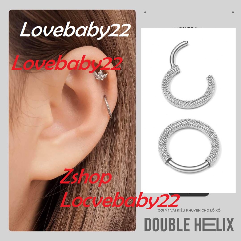 Khuyên titan bật khấc Hoops có vân, có đeo mũi cá tính DBK22