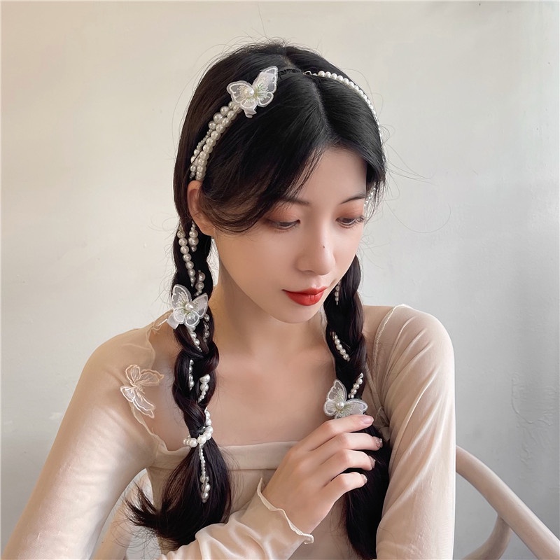 Kẹp Tóc Hình Bướm Đính Ngọc Trai Thời Trang Thanh Lịch Cho Nữ