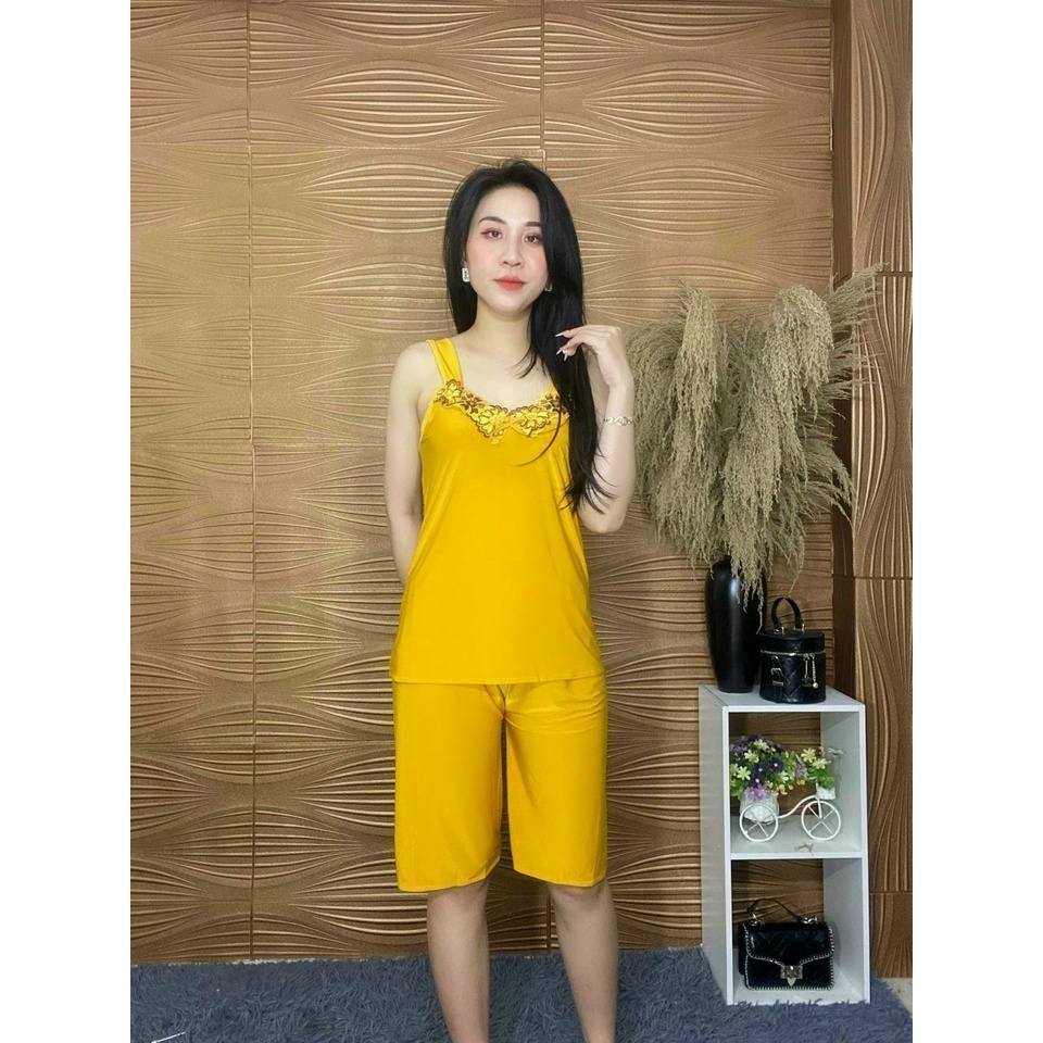 Đồ bộ thun lạnh ren BÔNG - QUẦN LỬNG