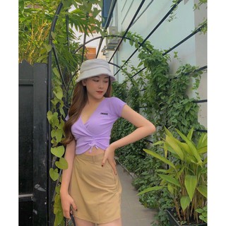 Áo croptop đắp chéo rút eo