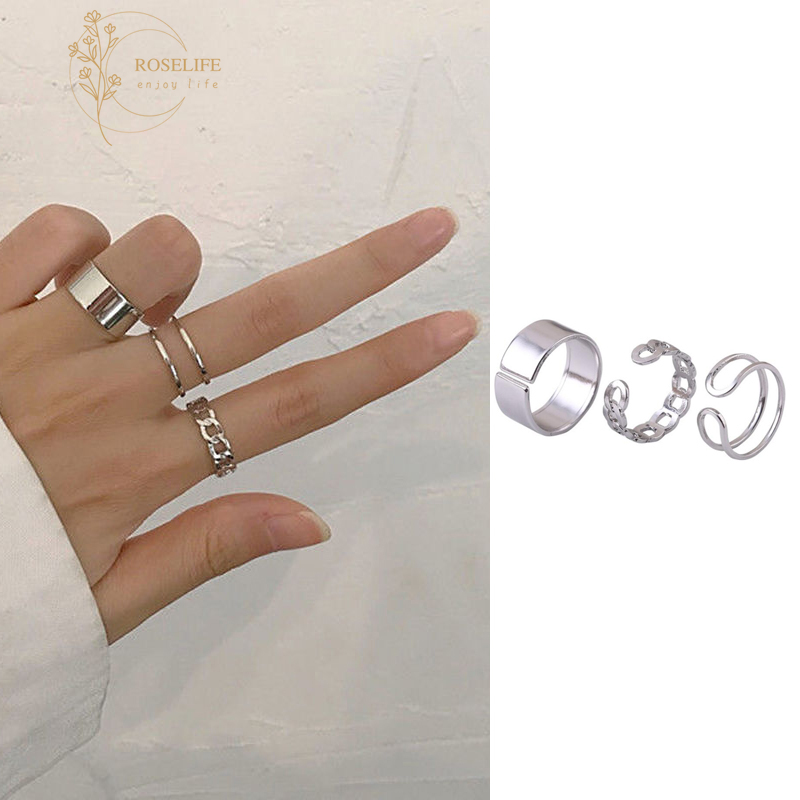 Set 3 Nhẫn Bạc Phong Cách Hàn Quốc Cho Nữ