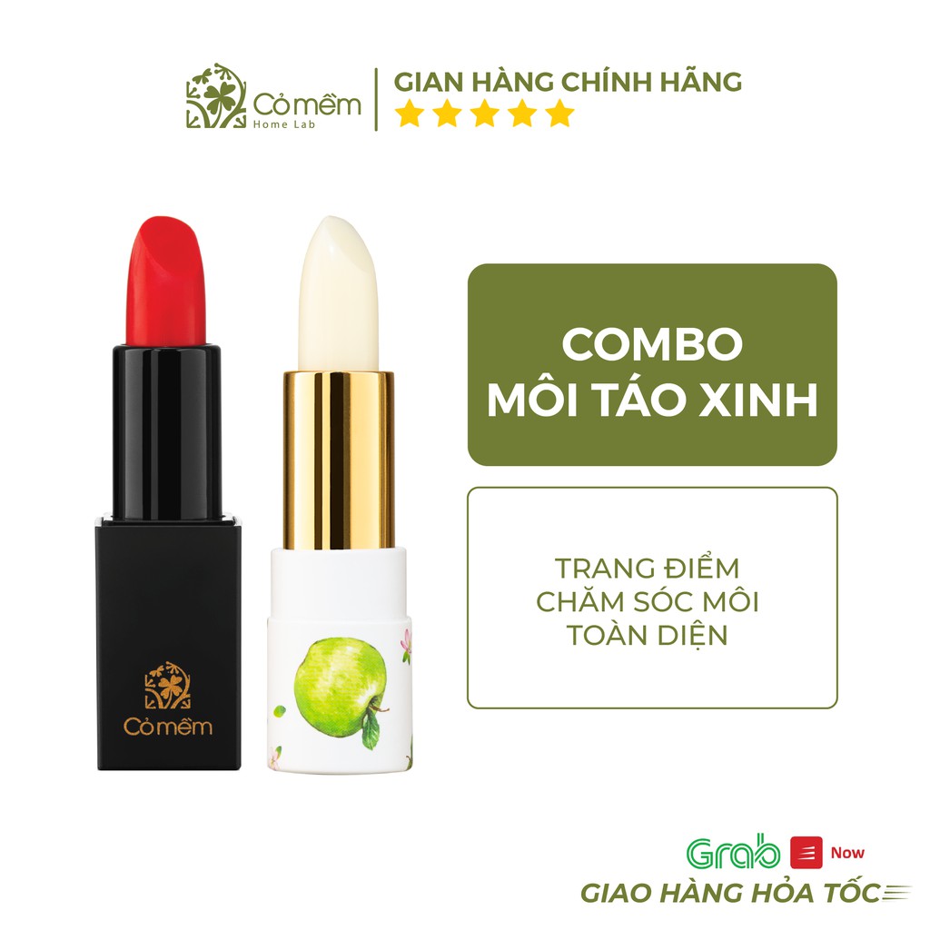 Combo Son Môi Táo Xinh Dưỡng Môi Cỏ Mềm