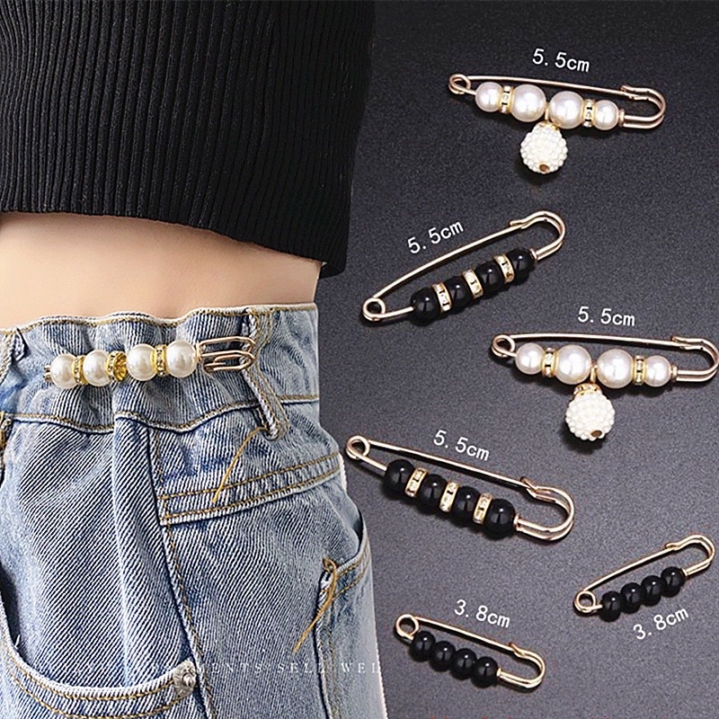 Set Trâm Cài Thắt Eo Lưng Quần Điều Chỉnh Độ Rộng Chất Liệu Ngọc Trai Thời Trang Phong Cách Hàn Quốc Mới