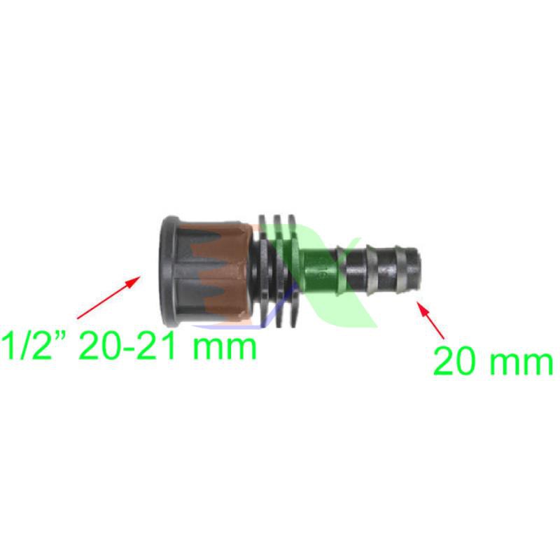 Bộ 2 Khởi thủy TKR-1220T Ren 21 ra ống Φ20 mm, Khởi thủy cho dây PVC PE HDPE LDPE