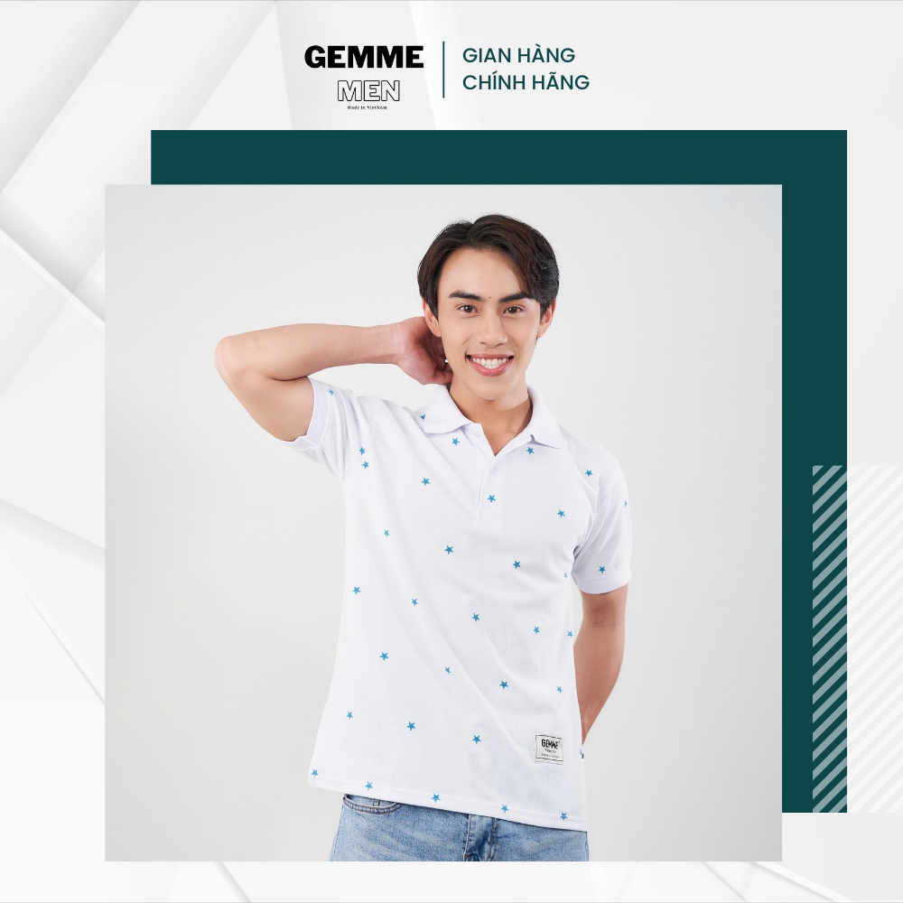 Áo thun polo big size GEMME MEN chấm sao xanh chuẩn form, trẻ trung, thanh lịch, đủ màu, Big Size 55 - 130kg