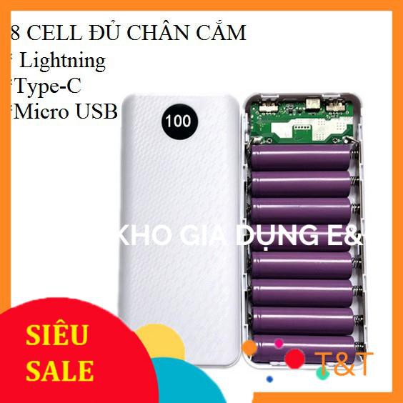 Box sạc dự phòng 8 cell 2A dùng pin 18650 3 đầu vào, box sạc nhanh 2A, mạch sạc dự phòng, mạch sạc pin 18650, pin 18650