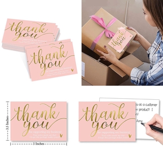 Set 50 Tấm Thiệp Thank You Màu Hồng 5x9 cm