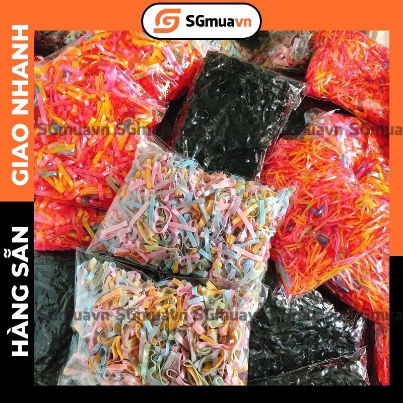 Dây chun thun buộc tóc túi 100 gram cân đủ, hình tự chụp