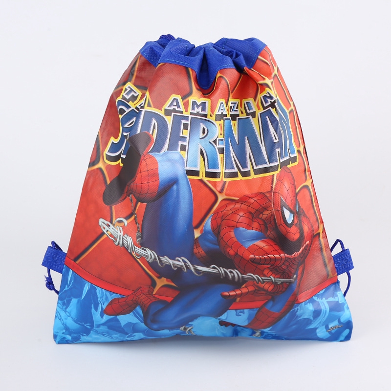 Balo dây rút vải không dệt họa tiết hoạt hình người nhện làm quà tặng sinh nhật