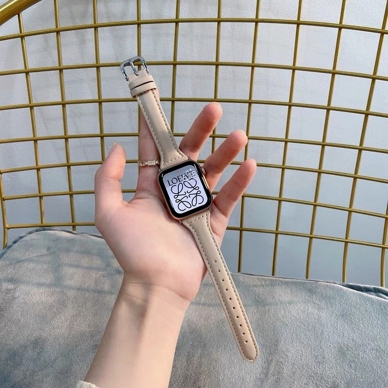 Dây đeo bằng da mỏng thích hợp cho đồng hồ thông minh Apple Watch series 1/2/3 42mm 38mm 4 5 40mm 44mm