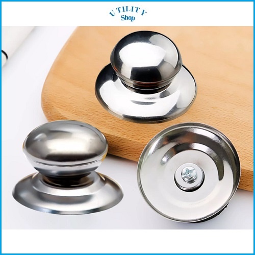 Set 2 núm nắp vung nồi xoong chảo bằng inox chất lượng cao, núm dụng cụ nhà bếp tay cầm bằng thép không gỉ